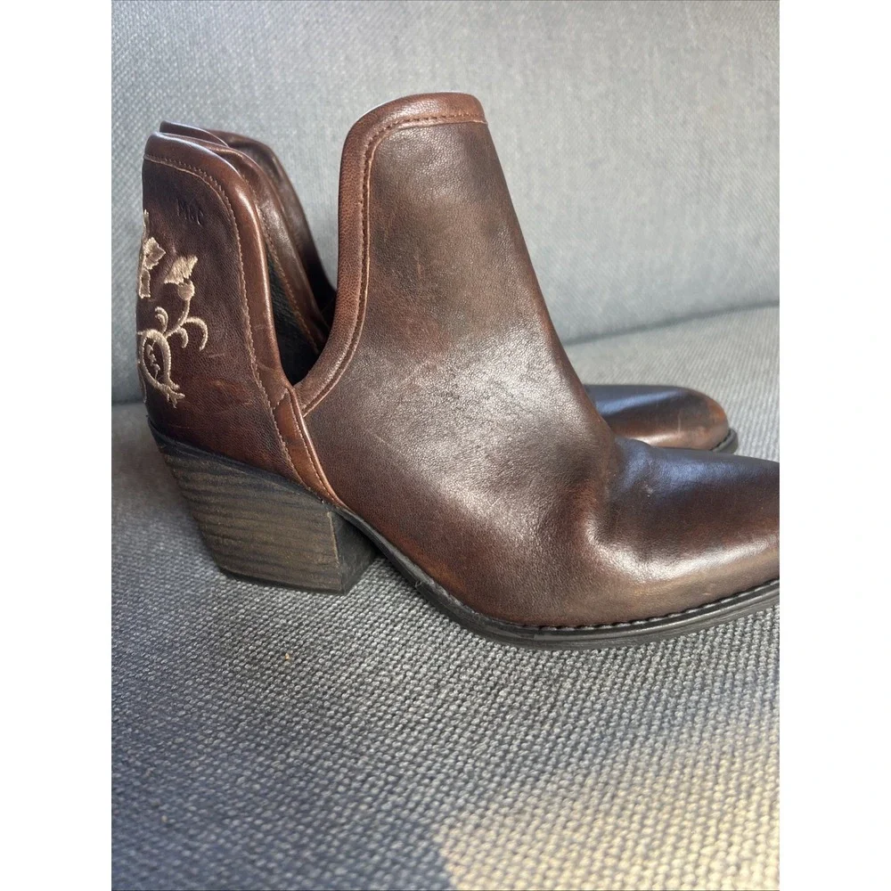 Musse & Cloud Ashila Ankle Boots Womens Size 7 EUR 38 Brown Leather Side Cutouts - Picture 9 of 11